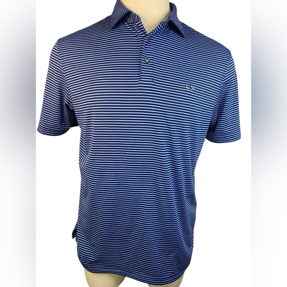 Vineyard Vines Other - Vineyard Vines Performance Blue and White Striped Polo Men’s Large